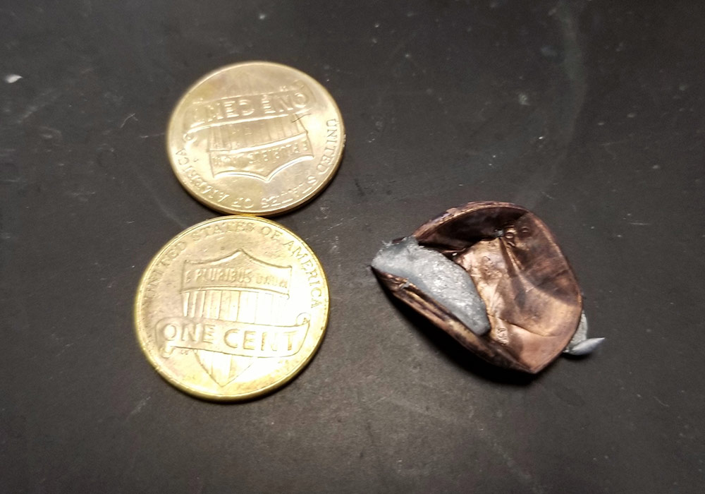 over-heated copper penny lab fails